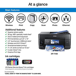 Epson Expression Premium XP-7100 Wireless Color Photo Printer with ADF, Scanner and Copier (Renewed)