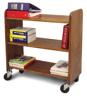 Catskill Craftsmen Library Book Truck with Flat Shelves, Walnut Stained Birch