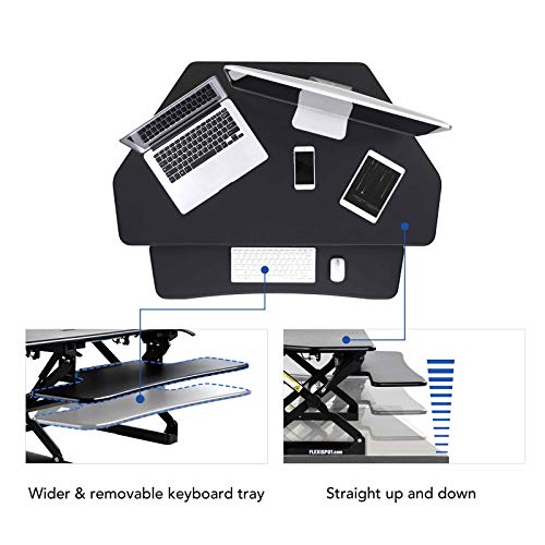 FlexiSpot Standing Desk Converter 41 Inch Height Adjustable Stand Up Desk Riser for Cubicles Corners Home Office Workstation Fit Dual Monitors (M4B)