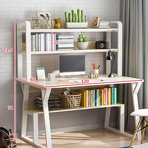 Zzmop Computer Desk with 3-Layer Storage Shelf,Laptop Notebook Study Writing Table,PC Workstation,for Home Office.
