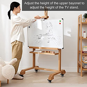 HYDT Wooden Floorstanding TV Stand Easel with Storage Shelf