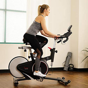 Sunny Health & Fitness Magnetic Rear Belt Drive Indoor Cycling Bike with RPM Cadence Sensor - SF-B1709, Black