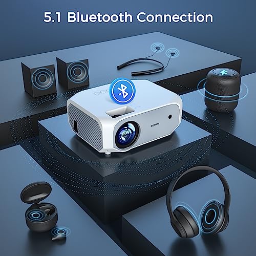 FUDONI 5G WiFi Bluetooth Projector 12000L Native 1080P 4k Supported with Screen - Home Theater for iOS/Android/TV Stick/Laptop