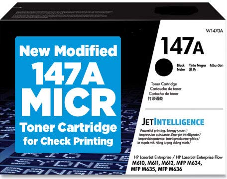 CPS W1470A MICR Toner for HP Laserjet M610n, M610dn, M611n, M611dn, M612dnPrinters - 147A MICR