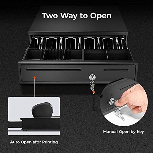 MUNBYN Thermal Receipt Printer and Cash Drawer, 80mm POS Printer with 16" Cash Drawer, Black
