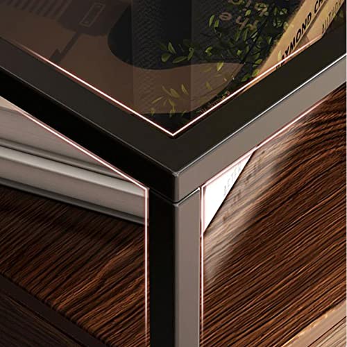 BinOxy Coffee Table with Tempered Glass Top, Metal Frame, Storage Cabinet, and Drawers for Living Room and Bedroom