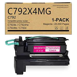 1 Pack Magenta C792 Compatible C792X4MG Extra High Yield Ink Cartridge Replacement for Lexmark C792dhe C792dte C792e C792de Printer Toner Cartridge.