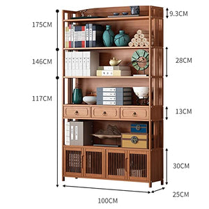HARAY Floor-to-Ceiling Chinese Light Luxury Bookshelf Bookcase (Color : C)