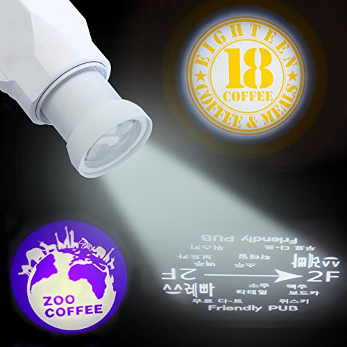 15W LED Custom Image GOBO Logo Projector Light with Manual Zoom&Focus Customized Gobos for Indoor Use Company Hotel Restaurant Advertising Signs, White