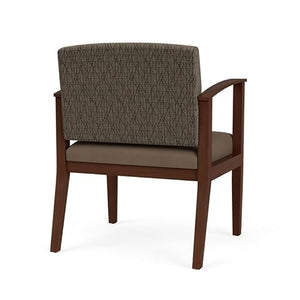 Lesro Amherst Wood Reception Wide Guest Chair in Walnut/Adler & Castillo Brown