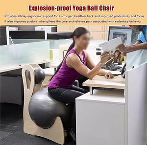 NUNETH Wooden Fitness Yoga Ball Chair for Adults, Ergonomic Rupture-Proof Balance Chair