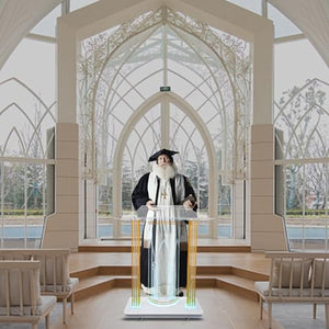 Petolovty Clear Acrylic Podium Stand with LED - 46" Large Lectern for Classroom, Church, Concerts