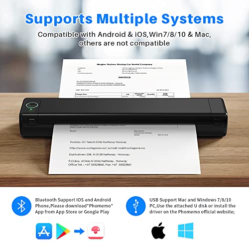 Phomemo M08F A4 Portable Thermal Printer, Supports 8.26"x11.69" A4 Thermal Paper, Wireless Mobile Travel Printers for Car & Office, Bluetooth Printer Compatible with Android and iOS Phone & Laptop