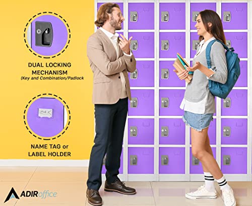 AdirOffice Large School Locker with 6 Doors and 6 Hooks - Purple
