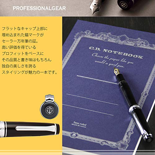 Sailor Pen fountain pen professional gear silver fine print 11-2037-220 Black