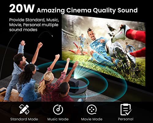 etoe 4K Android TV Projector, 1080P FHD Smart with Auto Focus, Auto Keystone, 600 ANSI Lumens, Dual 10W Speakers, Netflix-Certified, 5.1G WiFi Bluetooth - Black