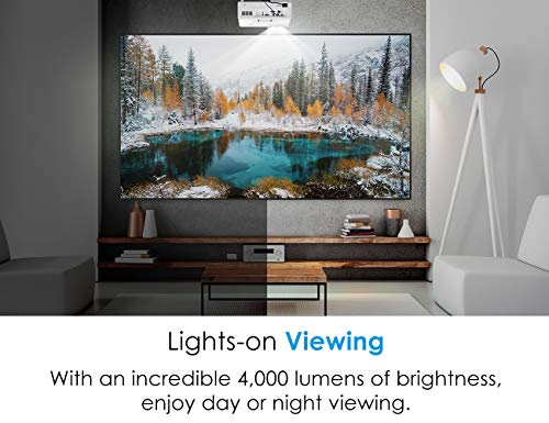 Optoma Laser Home Theater Projector with HDR | 4K Input | 4000 Lumens | Lamp-Free 30,000 Hours | 1.3X Zoom | Quiet 32dB | Crestron Compatible, White