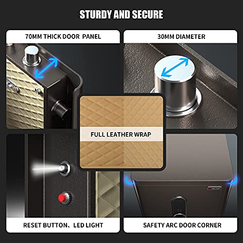 HOLOJOY Biometric Fingerprint Home Safe Box for Money Office Personal Safe with Emergency Key Lock Electronic Keypad Touch Screen Security Money Documents Valuables Safe Box (4 Cubic Feet)