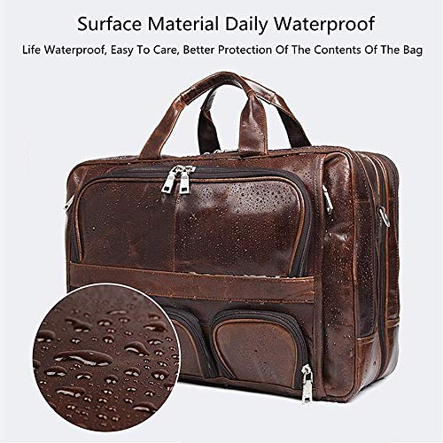 Xinmier Laptop Messenger Bag European and American Retro Business Briefcase Large Men's Leather Handbag 17 Inch Computer Briefcase for Business (Color : Brown, Size : 44.5x16x31cm)