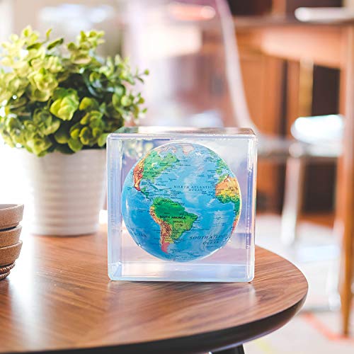 Mova Relief Map Blue Globe Cube 5"