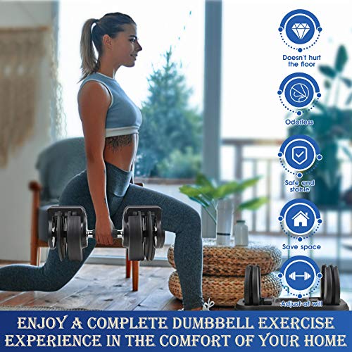 Agiyimi Adjustable Dumbbells, 5.5 to 30lb Dumbbell with Anti-Slip Metal Handle for Men and Women, Dumbbell with Rack and Wrist Brace Suitable for Workout Strength Training Fitness Weight Gym(Single)