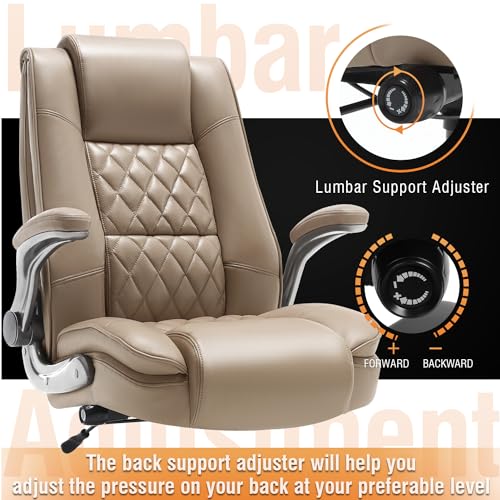 EZAKI High Back Office Chair with Flip-up Arms and Lumbar Support