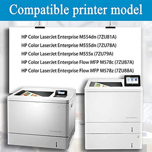 6 Pack (3BK + 1C + 1M + 1Y) Compatible 212X | W2120X W2121X W2123X W2122X Remanufactured Toner Cartridge Replacement for HP Color Enterprise M554dn M555dn Printer Ink Cartridge (High Yield)