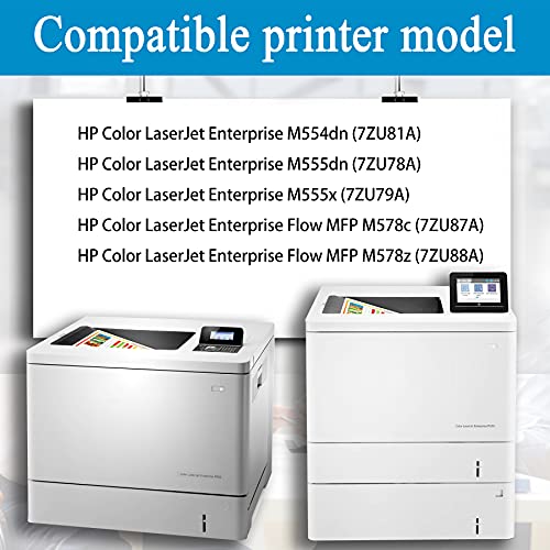 6 Pack (3BK + 1C + 1M + 1Y) Compatible 212X | W2120X W2121X W2123X W2122X Remanufactured Toner Cartridge Replacement for HP Color Enterprise M554dn M555dn Printer Ink Cartridge (High Yield)
