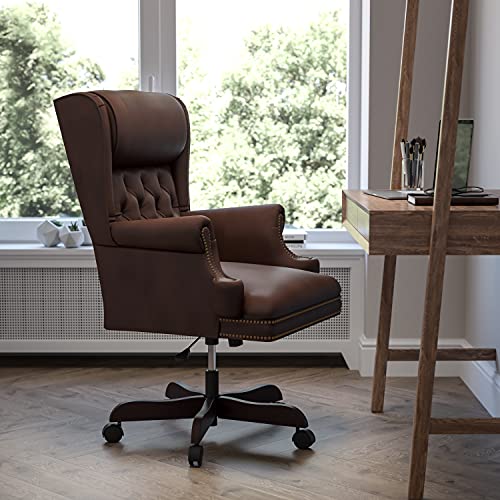 Flash Furniture High Back Traditional Tufted Brown LeatherSoft Executive Office Chair