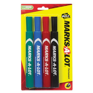 Marks-A-Lot  Large Chisel Tip Permanent Marker, Assorted Colors, 4 Pack (18939)