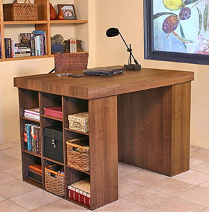 Venture Horizon Project Center Desk with 2 Bookcase Sides - Walnut