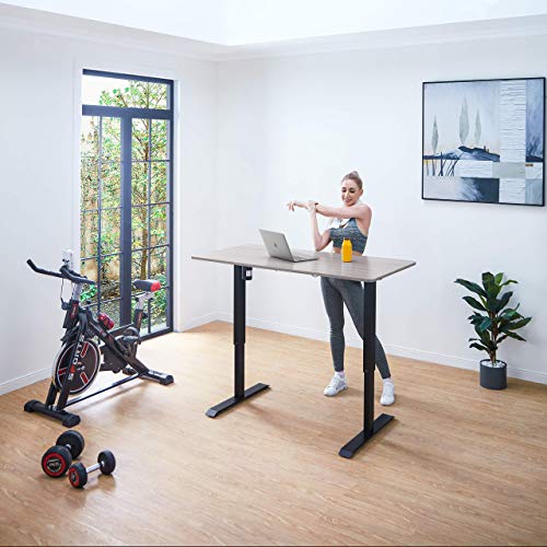 LINSY HOME Electric Height Adjustable Office Desk, 55 x 27 inch Standing Desk Intelligent Stand Up Workstation with 4 - Height Memory Controller, Headphone Hook, Cable Management Groove, Mouse Pad