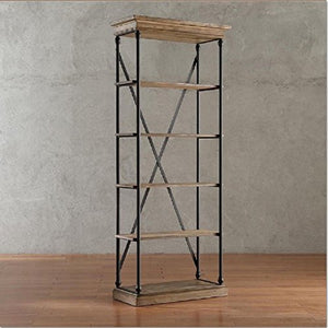 Wooden Bookcase with Fixed Shelves Featuring a Rustic, Industrial, Factory or Urban Look