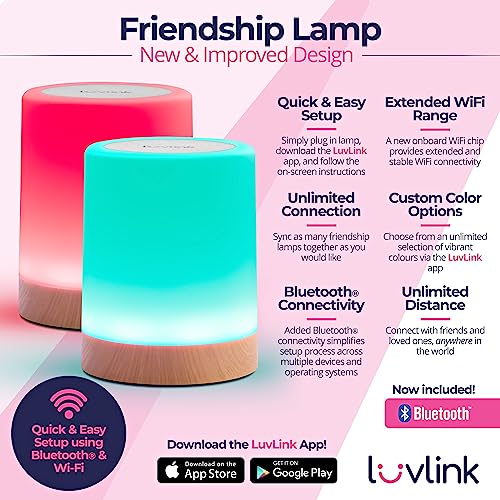 LuvLink Friendship Lamp v2 - Extended Wifi Range - Bluetooth Setup (Set of 6)