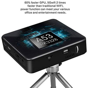 CACACOL T10 Mini Portable Pocket Projector Touch Panel Android Smart 4K UHD Support Slim Wireless LED DLP Phone Projector Built-in Battery (Black)