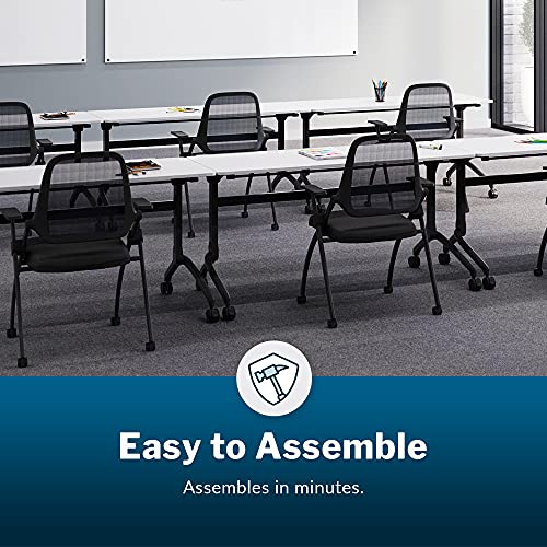 Vari Flip Top Training Table 5 - Foldable Top, Rolling Casters, Linking Brackets - White