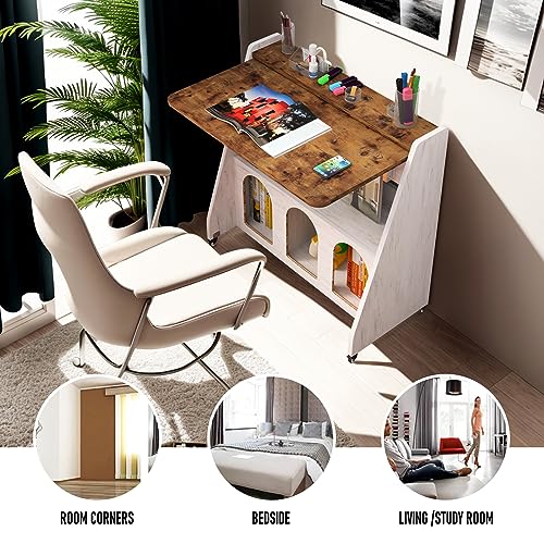 Pmnianhua Mobile Laptop Desk on Wheels - Rolling Writing Workstation