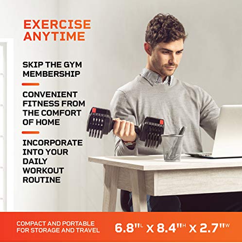 Lifepro PowerUp Adjustable Weights Dumbbells Set - Home Workout Equipment for Weight Lifting, Strength Training, Muscle Building, Core Fitness - Light 2.5 lb-15 lb Adjustable Dumbbells Set of 2
