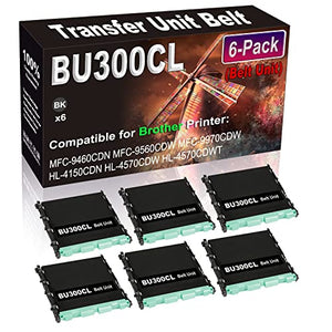 Kolasels Transfer Unit Belt 6-Pack Compatible with MFC-9460CDN MFC-9560CDW MFC-9970CDW HL-4150CDN - BU300CL BU-300CL Replacement (Black, High Capacity)