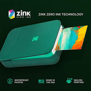 Kodak Smile Instant Digital Printer - Green with 2ʺx3ʺ Premium ZINK Photo Paper (20 Sheets), Soft Camera case, ZINK Paper Unique Colorful Stickers & Photo Album Accessories