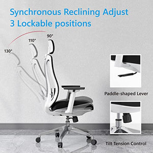 Logicfox Ergonomic Mesh Office Chair with 3D Armrests, Adjustable Lumbar & Headrest