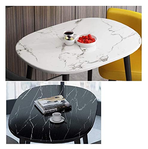 SKUAI Small Office Conference Coffee Table Chair Set - Marble Table & Leather/Linen Chairs (Gray)