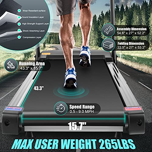 SYTIRY 10"HD Touchscreen Display Folding Treadmill Smart Running Machine with Speakers, Pulse Monitor, Multimedia, WIFI and 36 Preset Programs Easy to Install Cardio Machines for Home & Office Workout