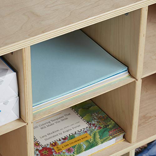 ECR4Kids Birch 20 Cubby Tray Cabinet, Kids Toy Storage Orgaznier with Rolling Casters, Hardwood Mobile Storage Cabinet for Classroom, Preschool and Homeschool Supplies