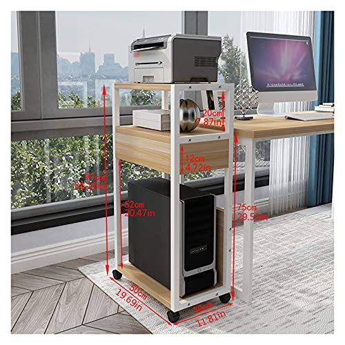 WAOCEO CPU Stand 3-Tier Adjustable PC Tower Stand Cart with Caster Wheels (White)