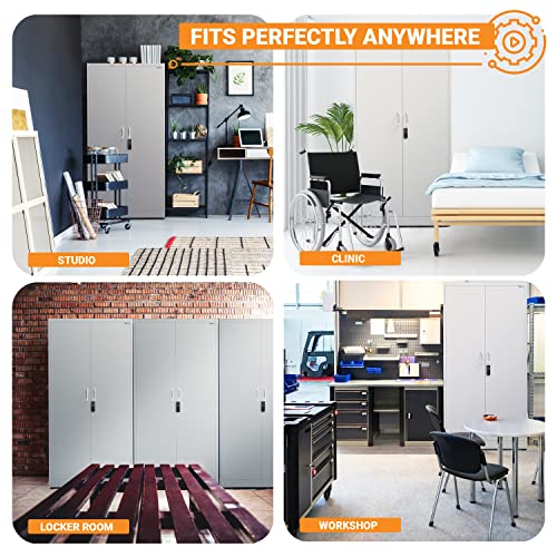 METALTIGER Office Metal Storage Cabinet Wardrobe with Digital Lock - White