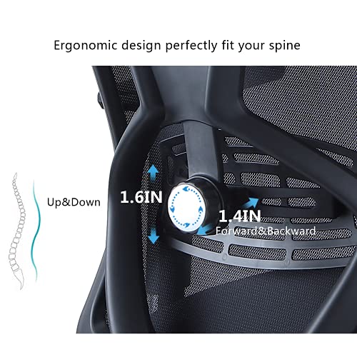 Ticova Ergonomic Office Chair with Adjustable Lumbar Support & 3D Metal Armrest