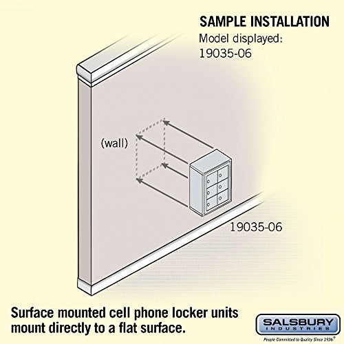Salsbury Industries 19035-06ASK Cell Phone-3 Unit Surface Mounted-Master Keyed Locks with 5-Inch Diameter Compartments, Aluminum