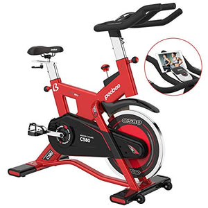 cycool Stationary Exercise Bikes Indoor Cycling with 44 lbs Flywheel,LCD Monitor,Belt Drive, Comfortable Seat for Home Cardio Workout Bike Training (Red580-03)