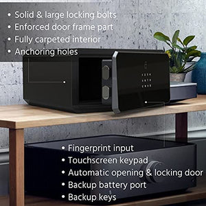 BOFON 1.45 Cubic Fingerprint Password Safe Box,Pistol Safe,Security Box with Key, ,Safety Boxes for Home,Cabinets for Office,Lock Box